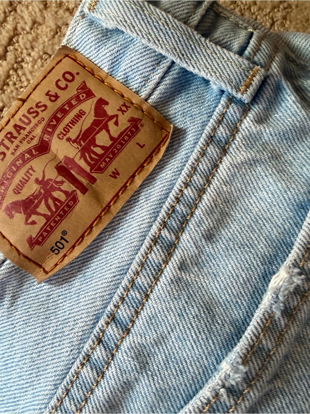 Levi's Light Blue Straight Jeans with Leather Patch
